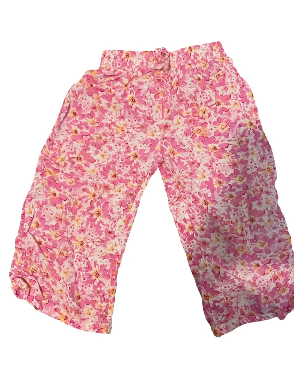 btween Pink 'Love' MatchingSet with Floral Pants and Scrunchie Size: 3T.
